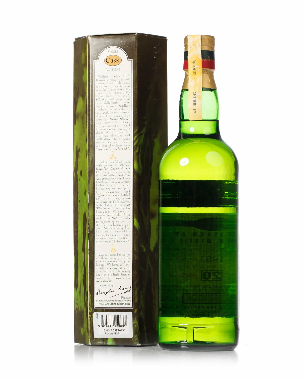 Rosebank 1981 20 Year Old Old Malt Cask Douglas Laing Bottled 2001 With Original Box 4 Rosebank 1981 20 Year Old Old Malt Cask Douglas Laing Bottled 2001 With Original Box - Image 2