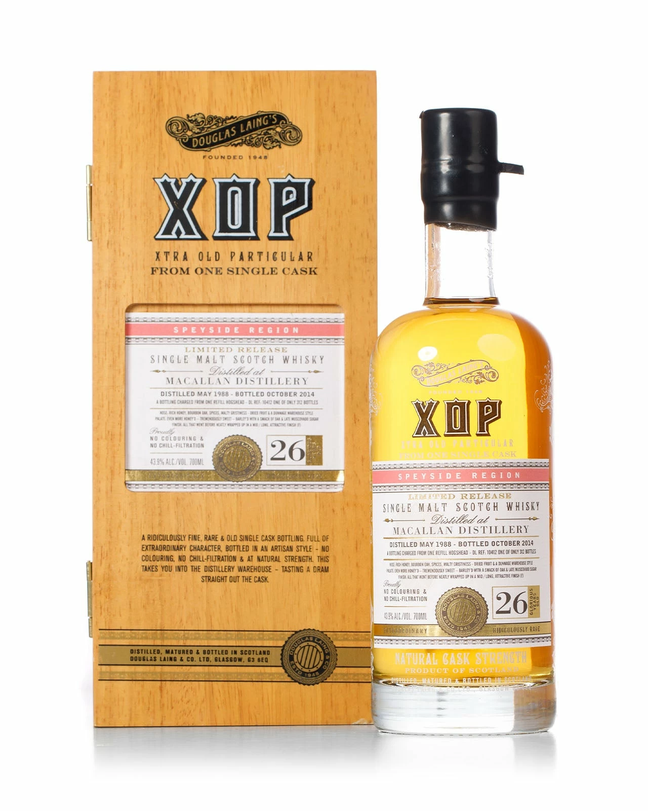 Macallan 1988 26 Year Old XOP Douglas Laing Bottled 2014 With Original Wood Box 3 Macallan 1988 26 Year Old XOP Douglas Laing Bottled 2014 With Original Wood Box