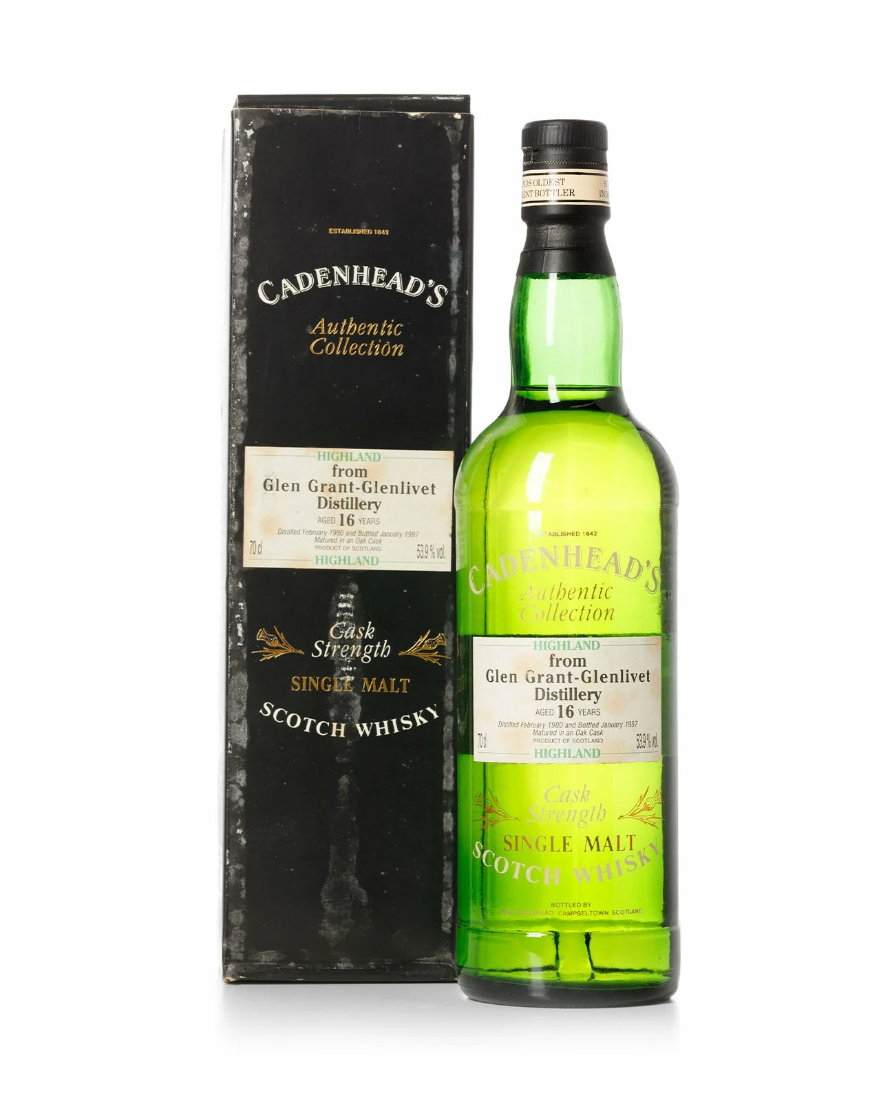 Glen Grant-Glenlivet 1980 16 Year Old Cadenhead's Authentic Collection Bottled 1997 With Original Box 3 Glen Grant-Glenlivet 1980 16 Year Old Cadenhead's Authentic Collection Bottled 1997 With Original Box