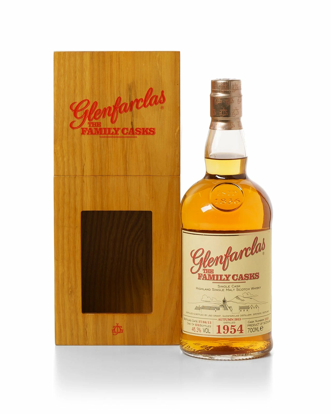 Glenfarclas 1954 Family Casks Bottled 2013 With Original Wooden Box 3 Glenfarclas 1954 Family Casks Bottled 2013 With Original Wooden Box