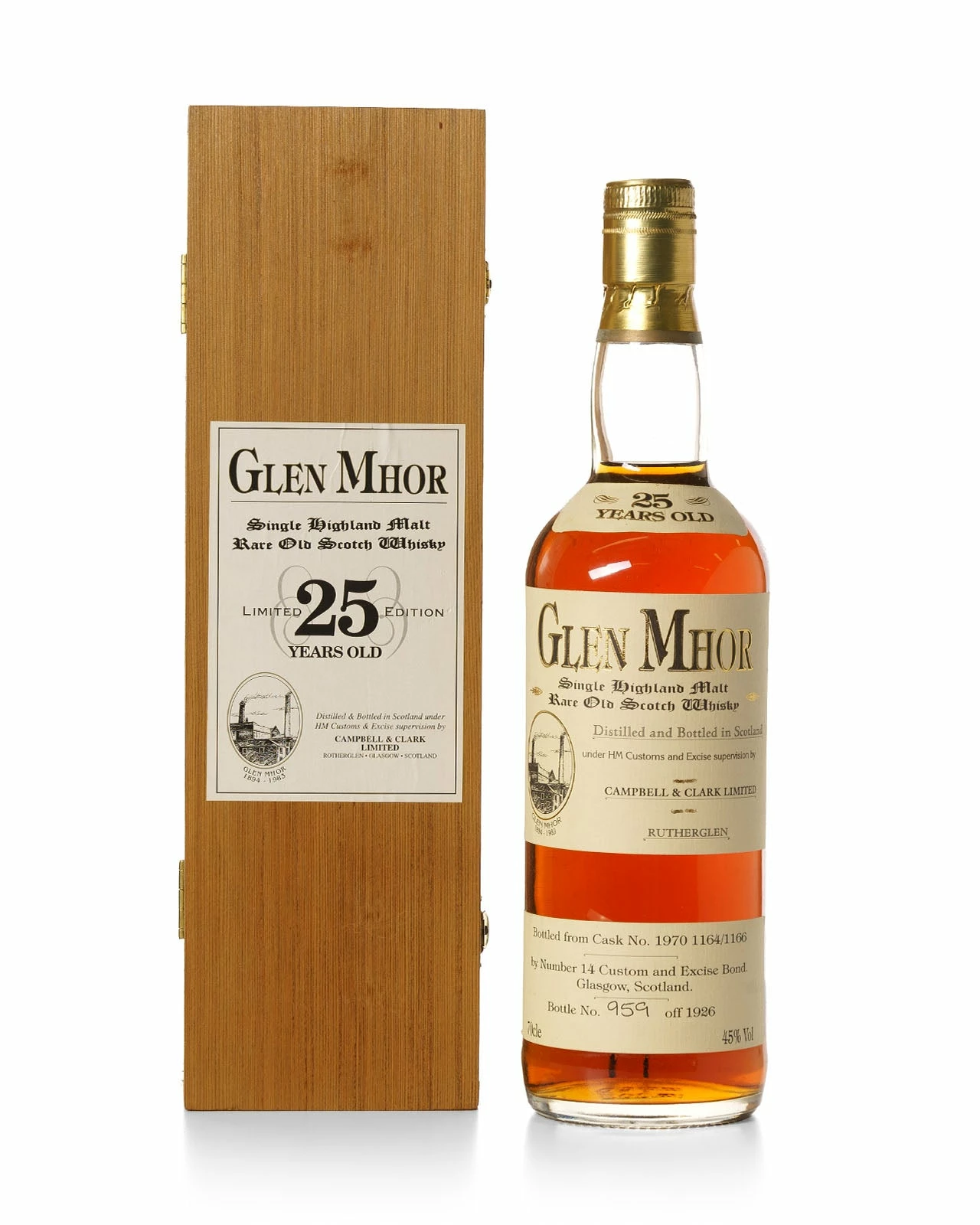 Glen Mhor 1970 25 Year Old Campbell & Clark Bottled 1995 With Original Wooden Box 3 Glen Mhor 1970 25 Year Old Campbell & Clark Bottled 1995 With Original Wooden Box